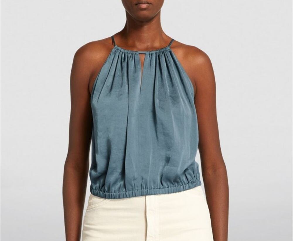 NWT THEORY  ~ Satin Gathered Halter Neck Cami Top Size S STUNNING Vacay